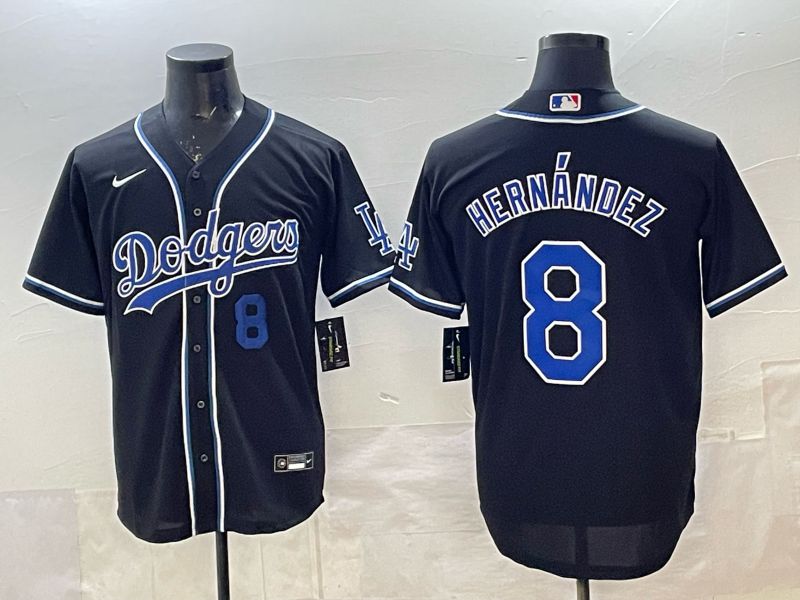 Men 2025 Nike Los Angeles Dodgers #8 Hernandez Black MLB Jersey style 003